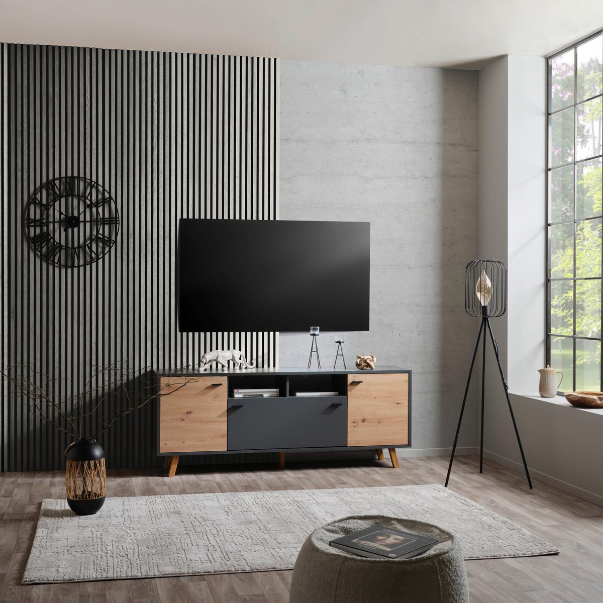 Akustikpaneel Josef - Eichefarben/Weiß, MODERN, Holzwerkstoff/Kunststoff (90/60/2cm)