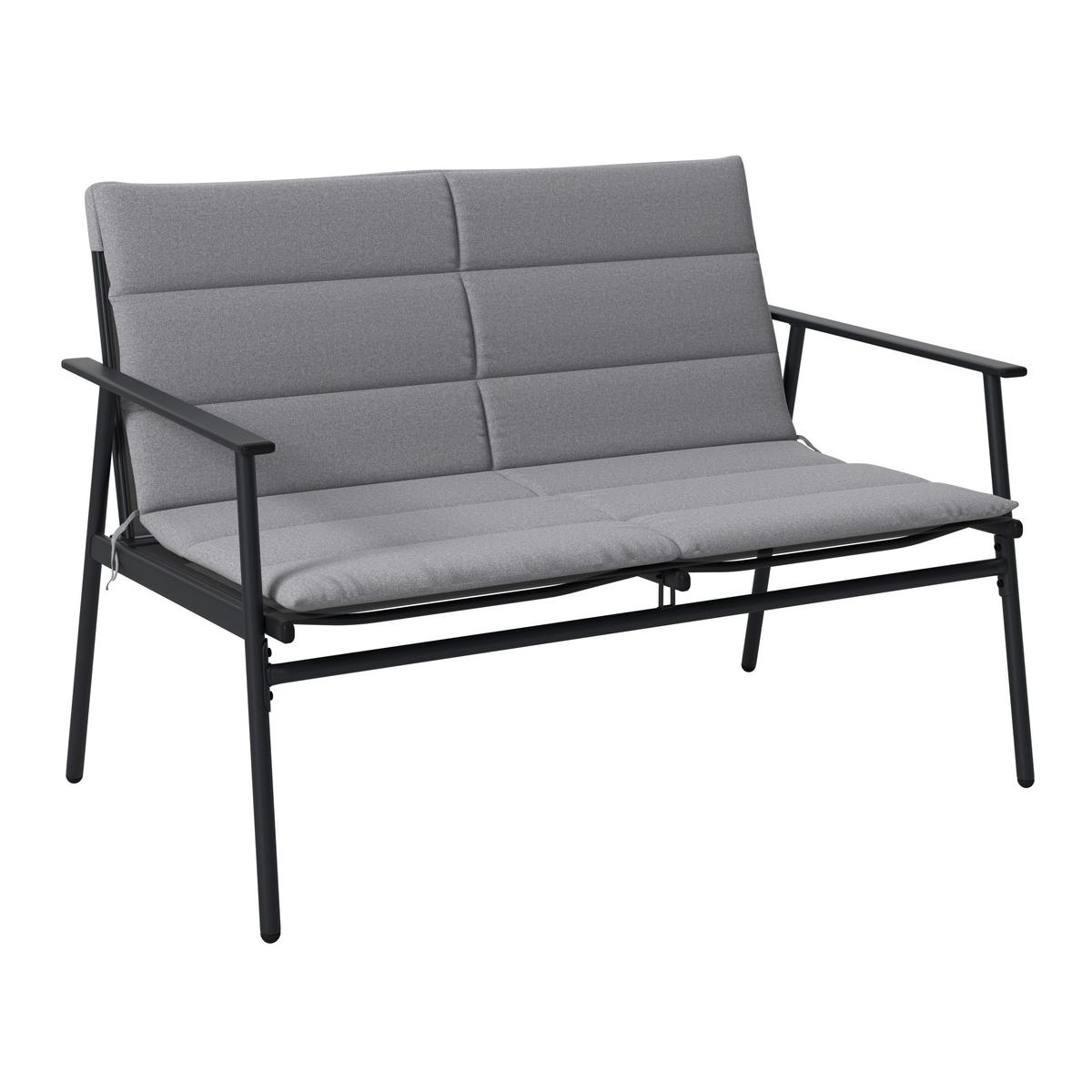 Loungegarnitur Cartagena - Dunkelgrau/Grau, MODERN, Textil/Metall - Beldano