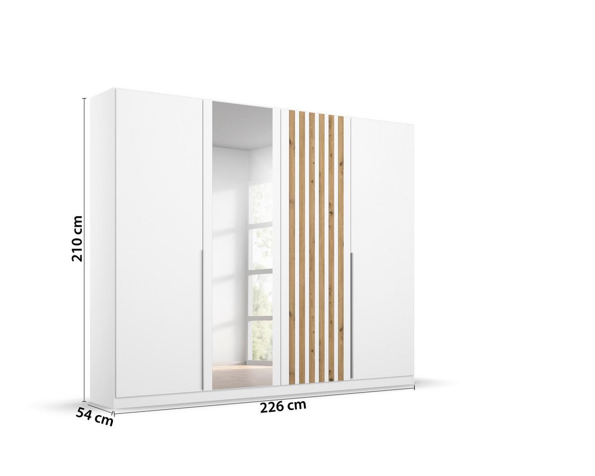 Drehtürenschrank 226 cm Lamella Weiß/Eiche Dekor - Weiß/Eiche Artisan, MODERN, Holzwerkstoff (226/210/54cm) - Rauch Möbel
