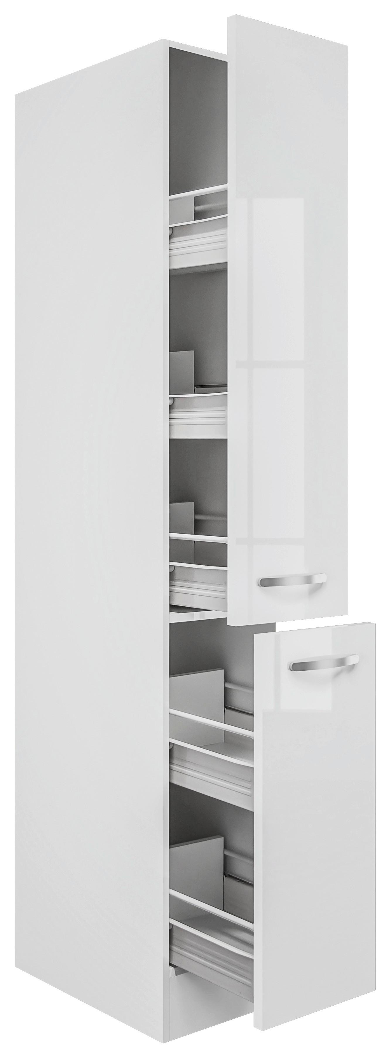 Apothekerschrank Alba B: 30 Cm Weiß 2 Auszüge 5 Ablagen - Weiß Hochglanz/Weiß, MODERN, Holzwerkstoff (30/200/57cm)