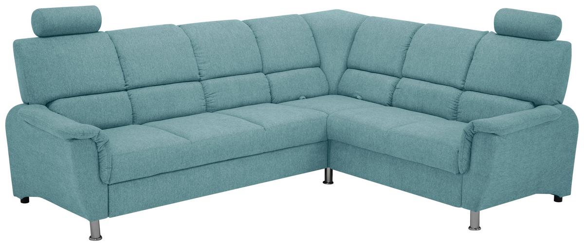 Ecksofa Marsylia Blau S: 270x219 cm - Blau/Silberfarben, Design, Holz/Textil (270/219cm) - Livetastic