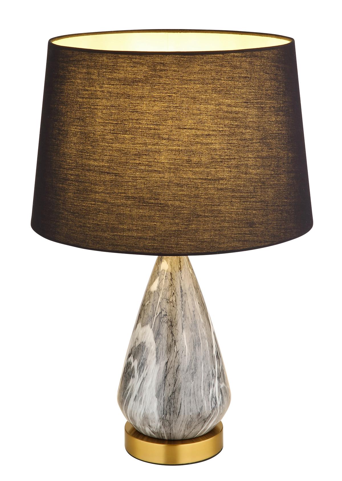 Asztali Lámpa 24147b - fekete/sárgaréz, Konventionell, textil/fém (35/54cm) - Globo