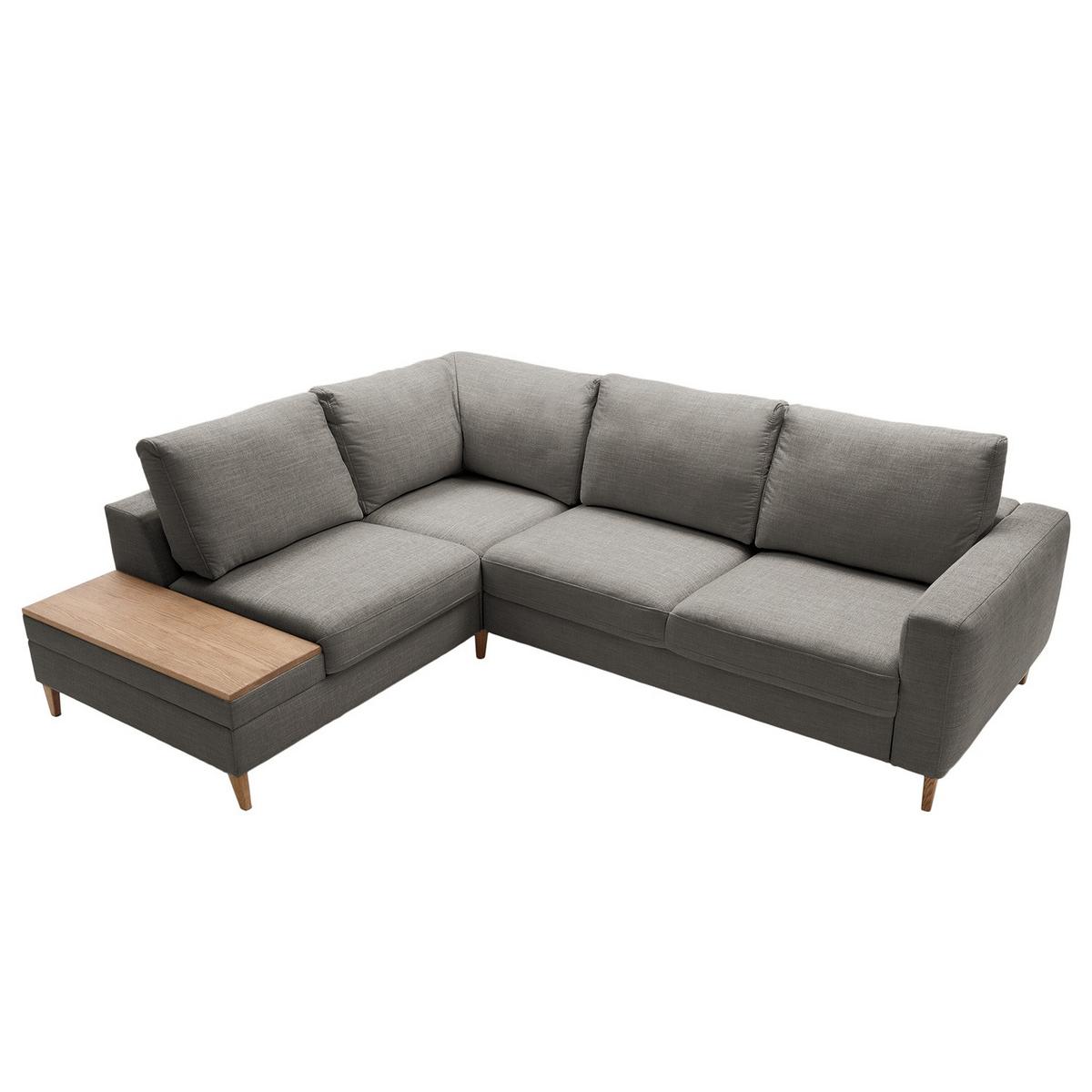 Ecksofa Alika Dunkelgrau S: 204x260 cm - Dunkelgrau/Eschefarben, MODERN, Textil (204/260cm) - Trendmanufaktur