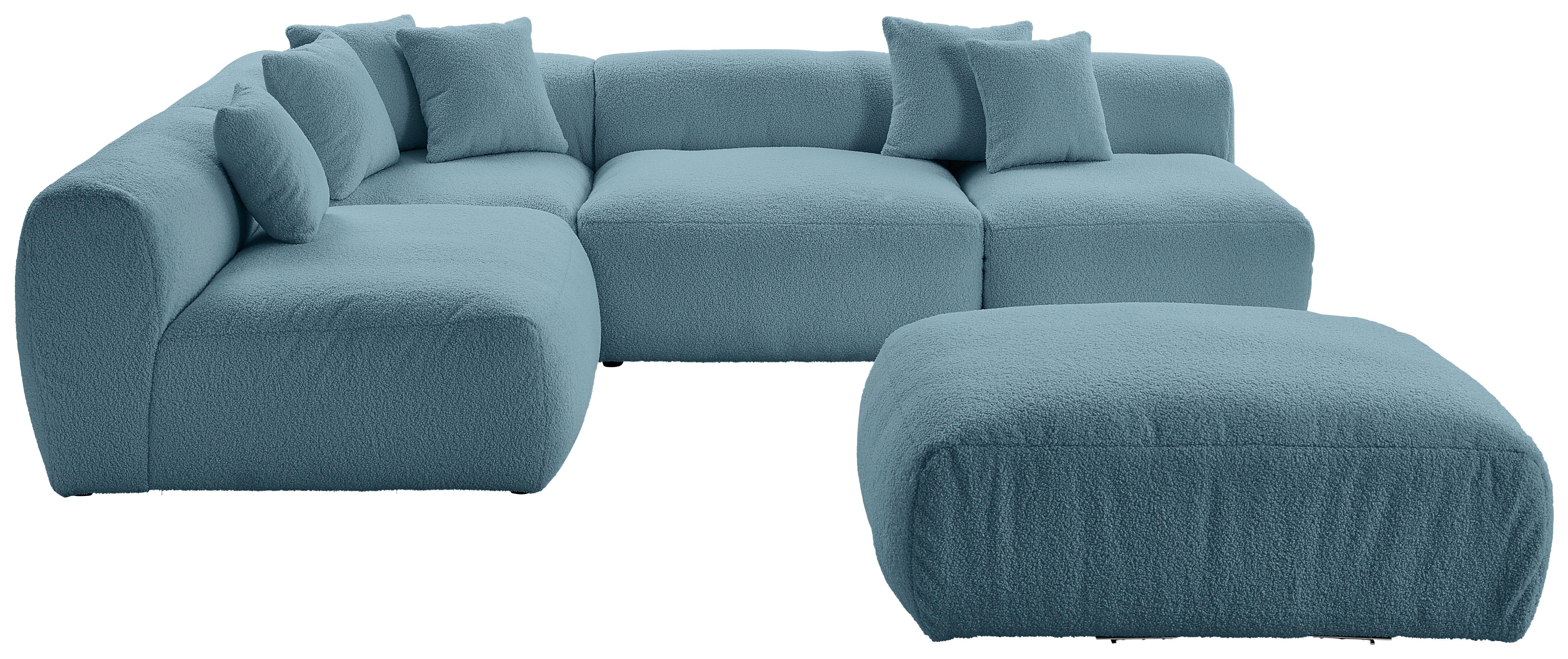 Ecksofa Bloom - Blau, Trend, Textil (215/300cm) - Livetastic