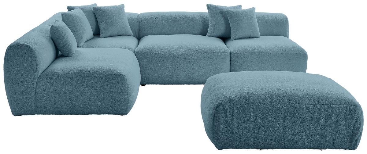 Ecksofa Bloom - Blau, Trend, Textil (215/300cm) - Livetastic