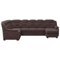 Wohnlandschaft Marcus Braun inkl. Bettkasten - Schwarz/Braun, Basics, Textil (211/330/162cm) - MID.YOU