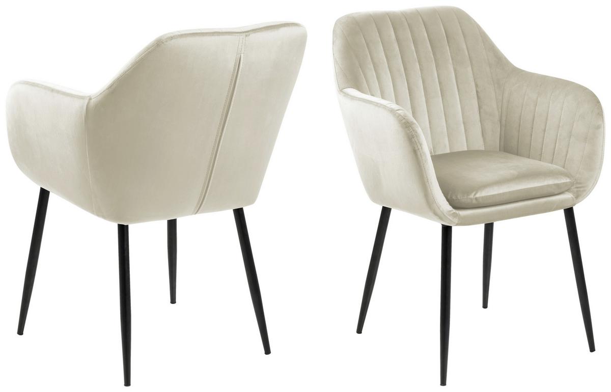 Stolička s podrúčkami EMILIA béžová - čierna/piesková, Trend, kov/textil (57/83/61cm) - MID.YOU