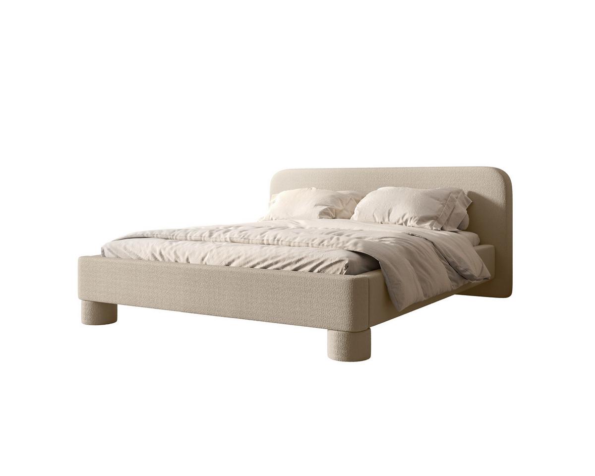 Polster Bett Bill 120 Creme LF: 120x200 cm - Creme/Schwarz, MODERN, Textil/Metall (140/200cm) - MID.YOU