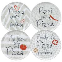 Pizzateller Porzellan Rund 4er-Set Cinzia ca. 32,5 cm - Rot/Multicolor, Design, Keramik - Tognana
