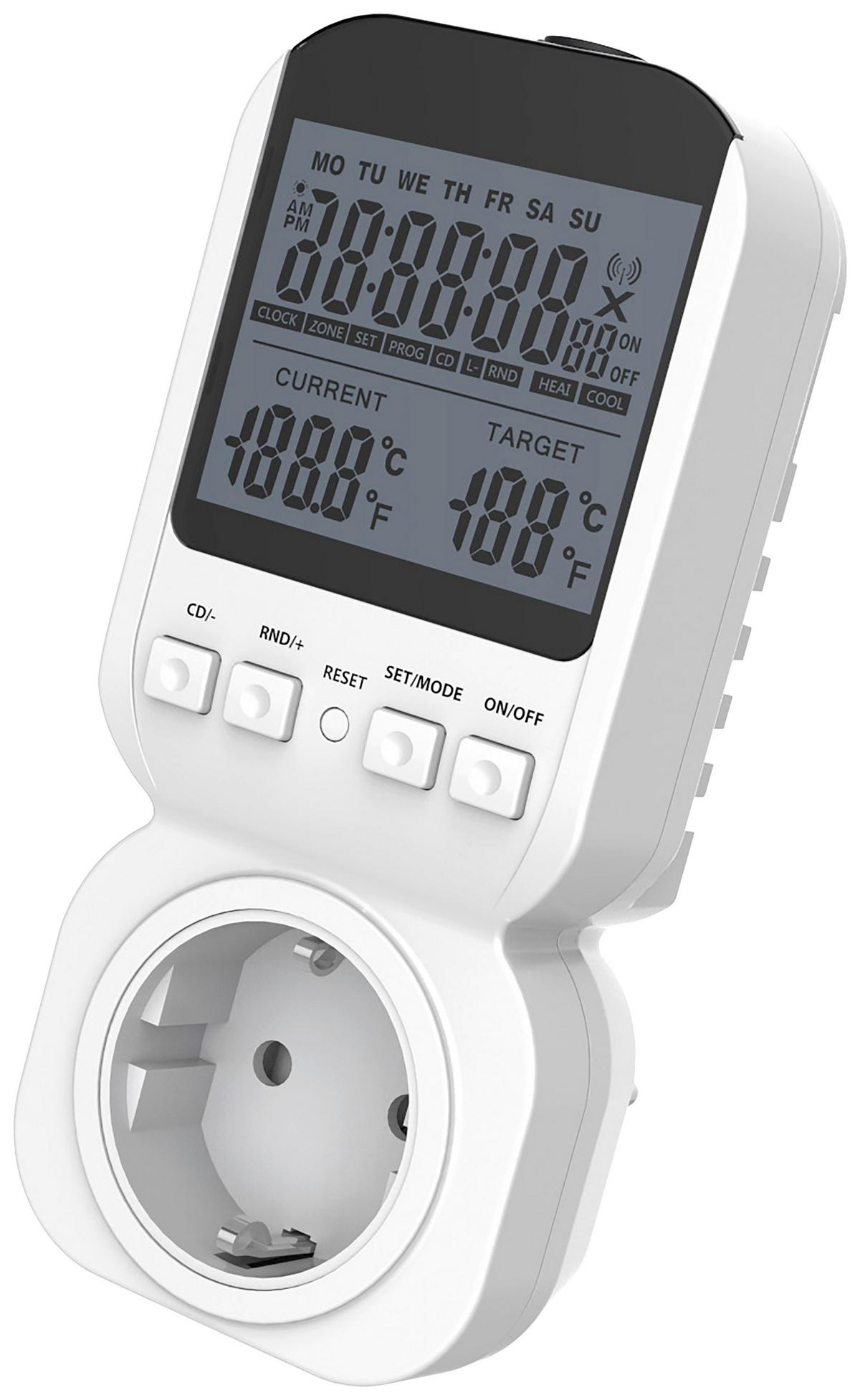 Steckdosenthermostat Eycos Eu-02 Weiß - Weiß, Basics, Kunststoff (6,5/14,6/8cm)