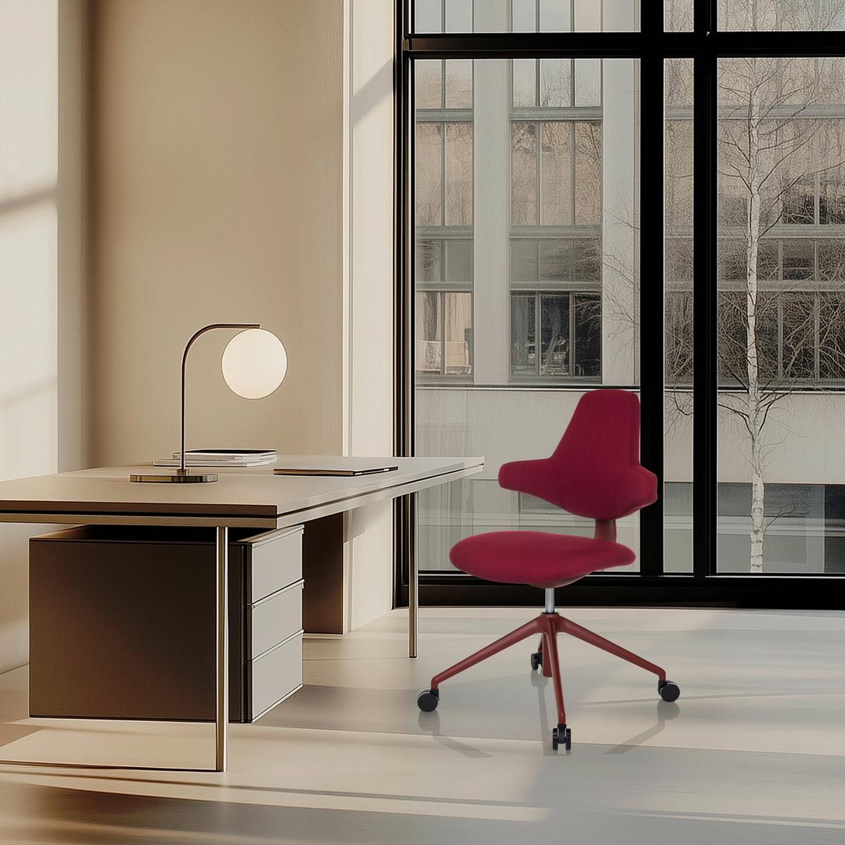 Drehstuhl Paliano Rot B: 58 cm - Rot, MODERN, Kunststoff/Textil (58/87 - 97/57cm) - MID.YOU