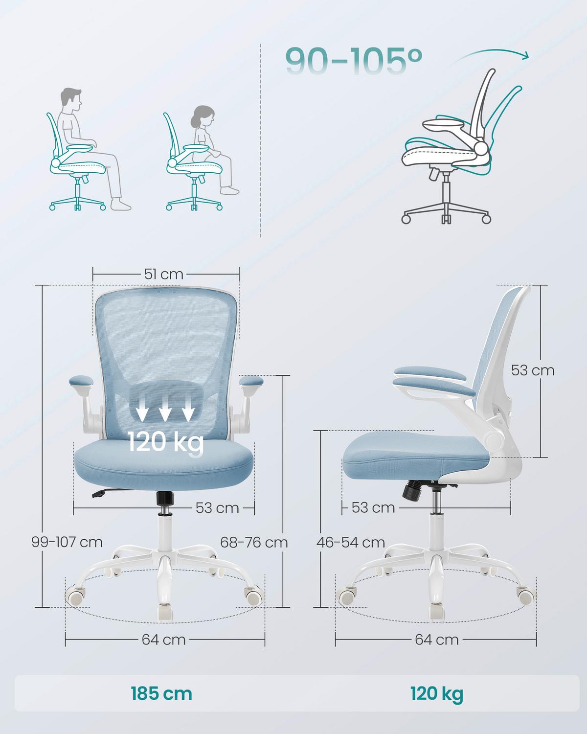 DREHSTUHL Pastellblau B: 64cm - Blau/Pastellblau, Basics, Textil/Metall (64/99/64cm)