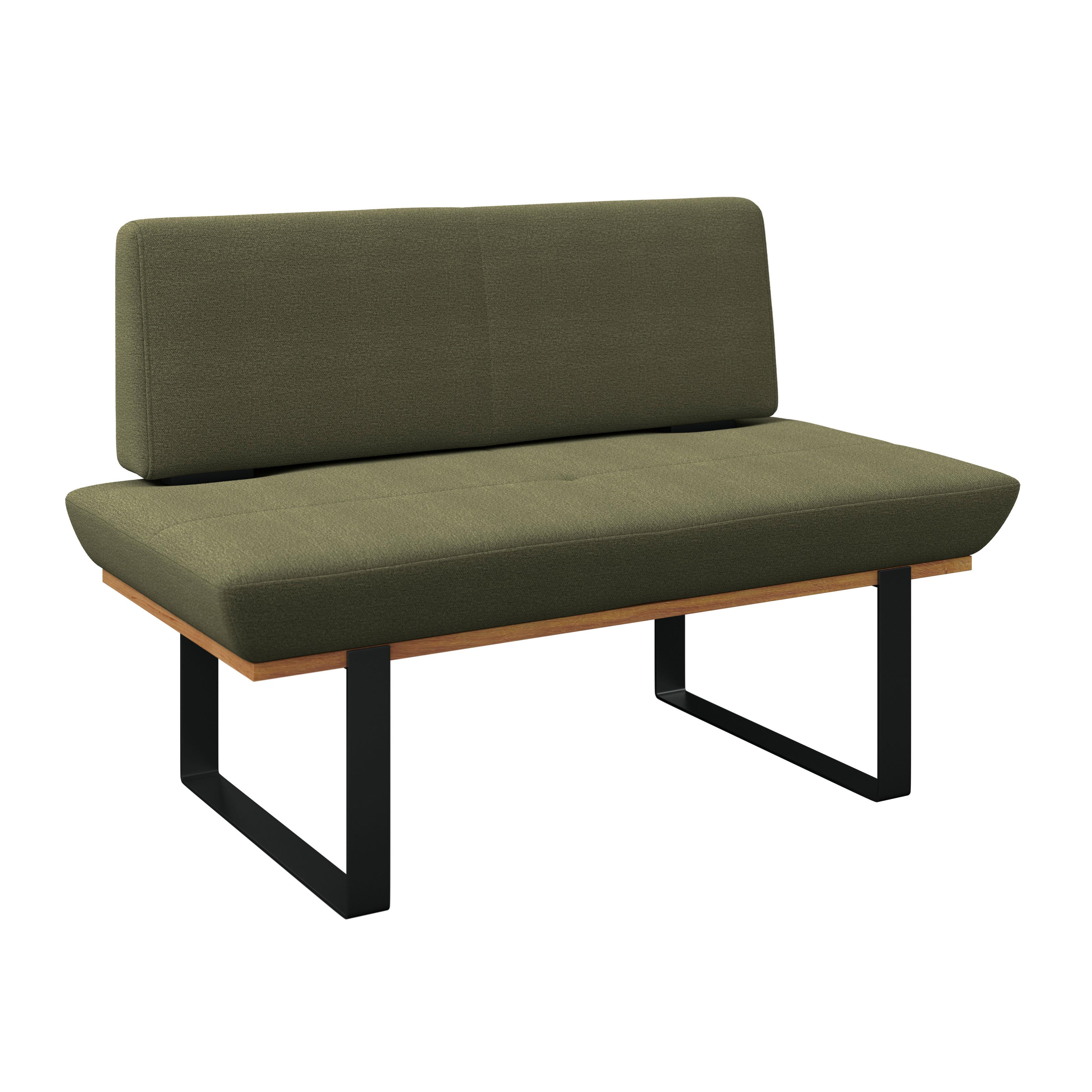 Sitzbank Tristan Webstoff grün, B: 130cm - Schwarz/Grün, MODERN, Holz/Textil (130/48/90cm) - James Wood