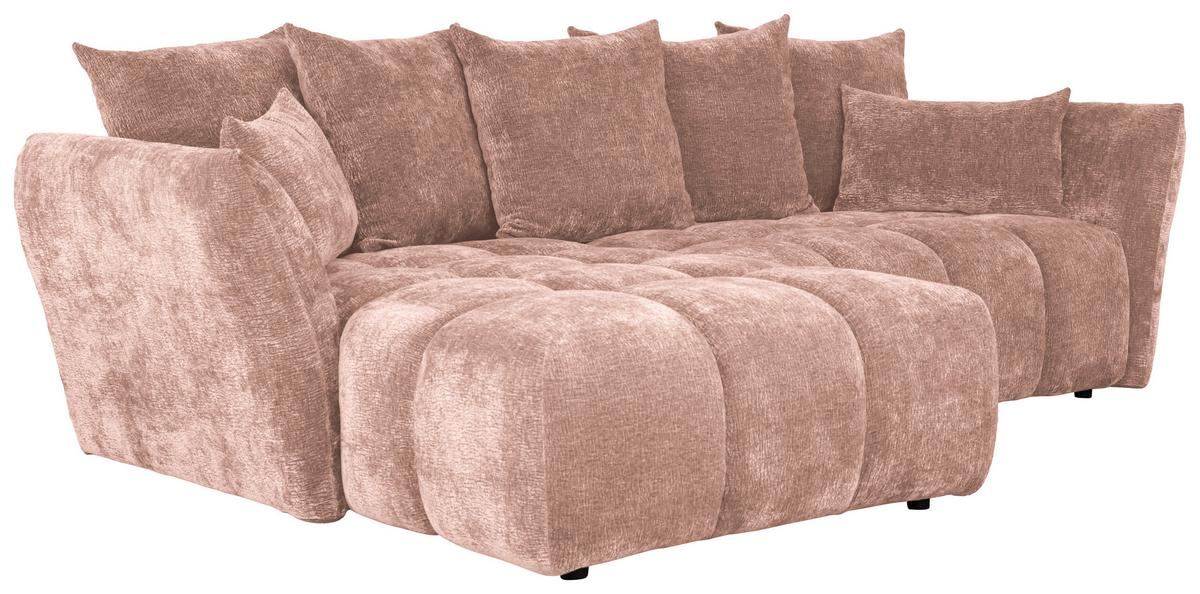 Univerzálna sedačka CAMMELLIO, ružová ženilka, 7 vankúšov - čierna/ružová, Modern, textil (296/75-95/189cm) - Mömax