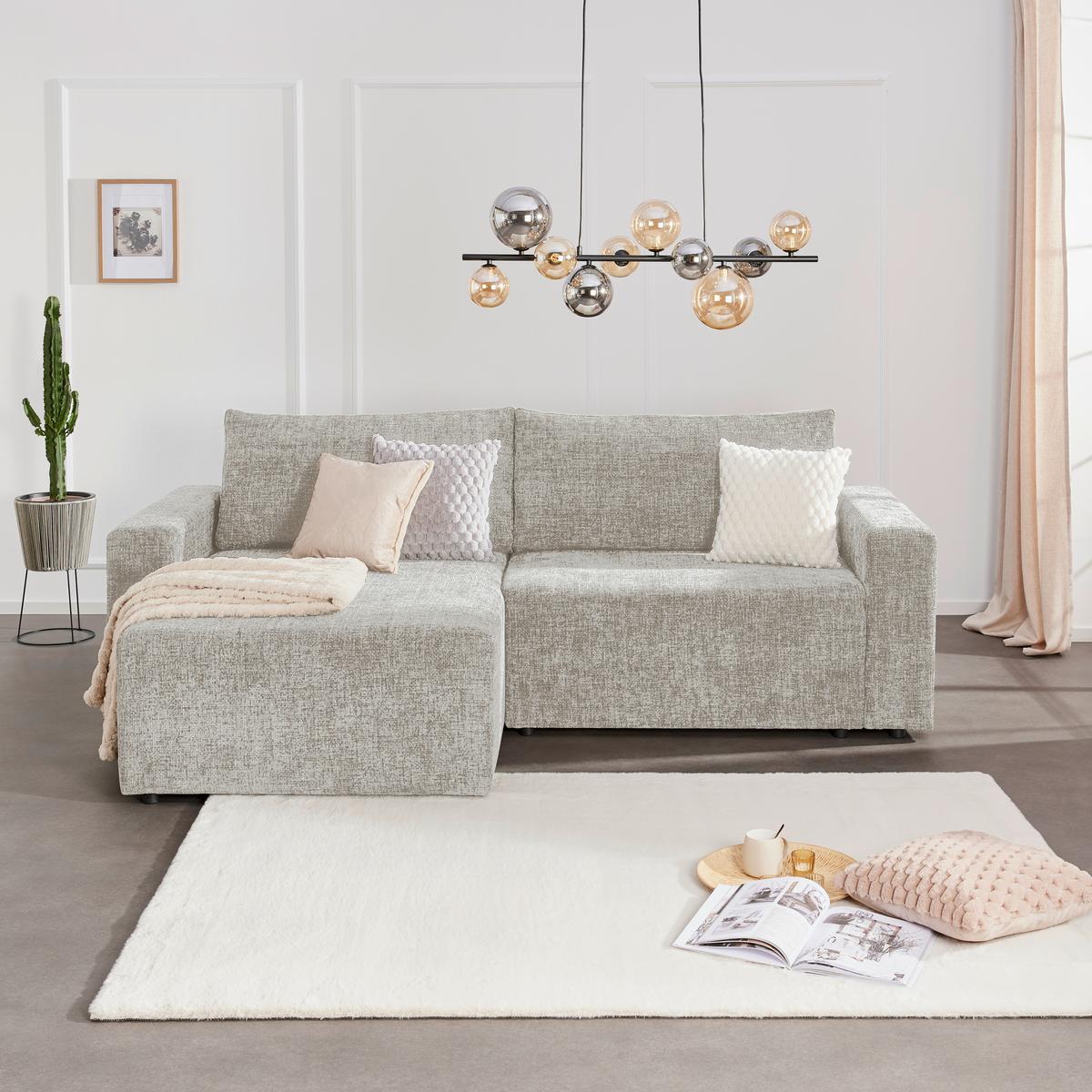 Ecksofa Dallas - Beige/Schwarz, MODERN, Holz/Kunststoff (173/258cm)