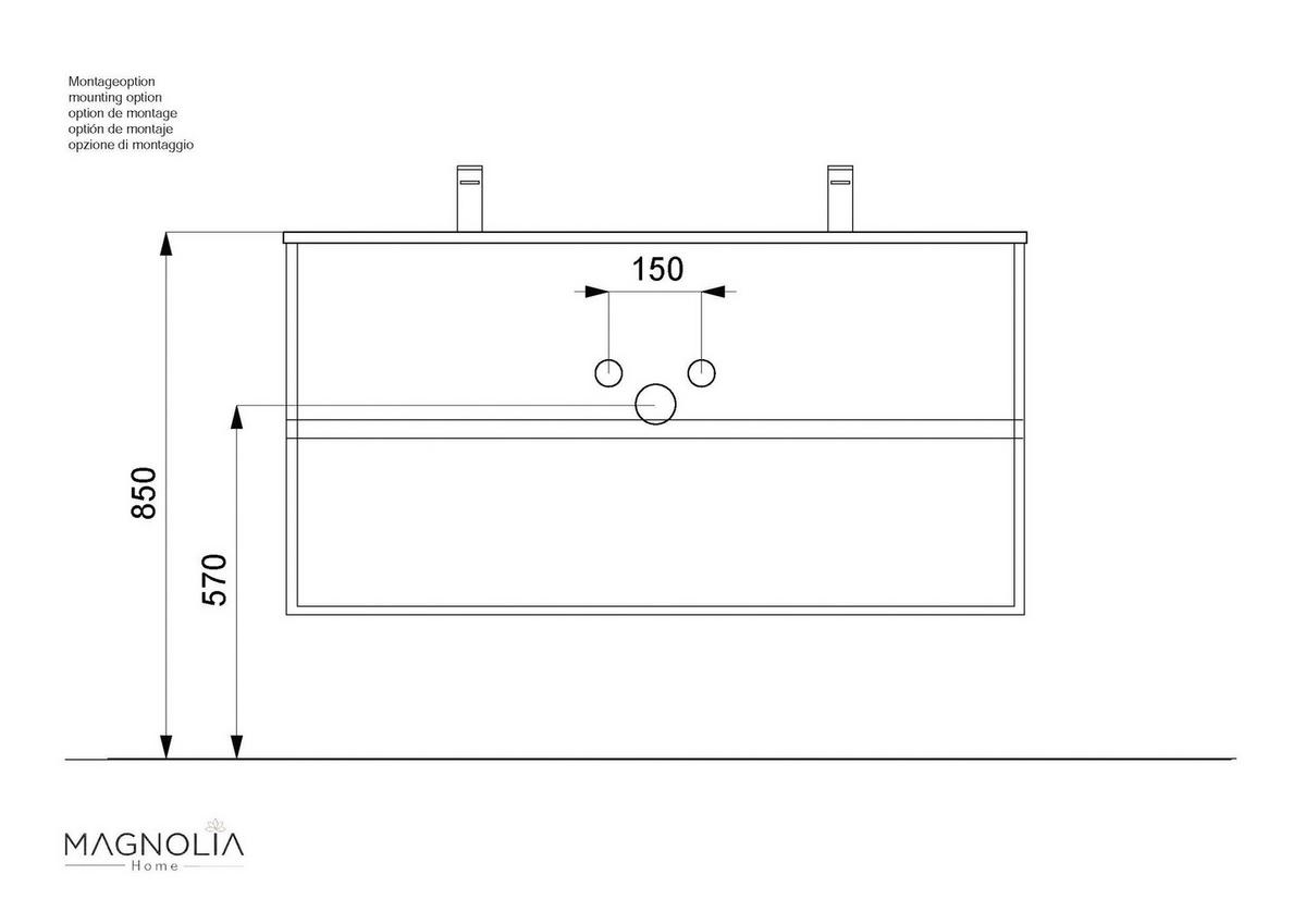 Waschtischkombi Limes Eiche Dekor B: 120 Cm - Eichefarben/Weiß, MODERN, Holzwerkstoff/Stein (120/58,5/46,5cm) - MID.YOU
