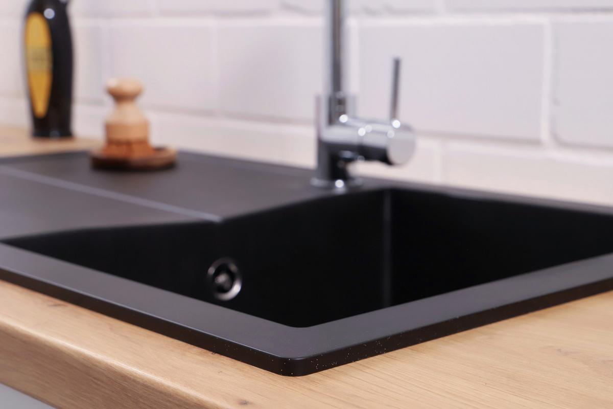 Spüle Cleveland Schwarz 86x21,4 Cm - Schwarz, Basics, Glas/Kunststoff (86/21,4/50cm) - Respekta