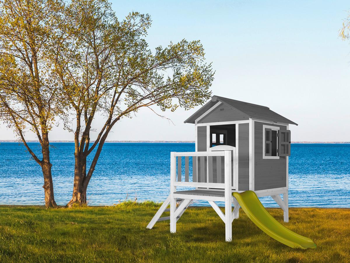 Spielhaus Grau/weiß/limette L: 167 B:240 H:189 - Limette/Weiß, LIFESTYLE, Holz/Kunststoff (167/240/189cm)