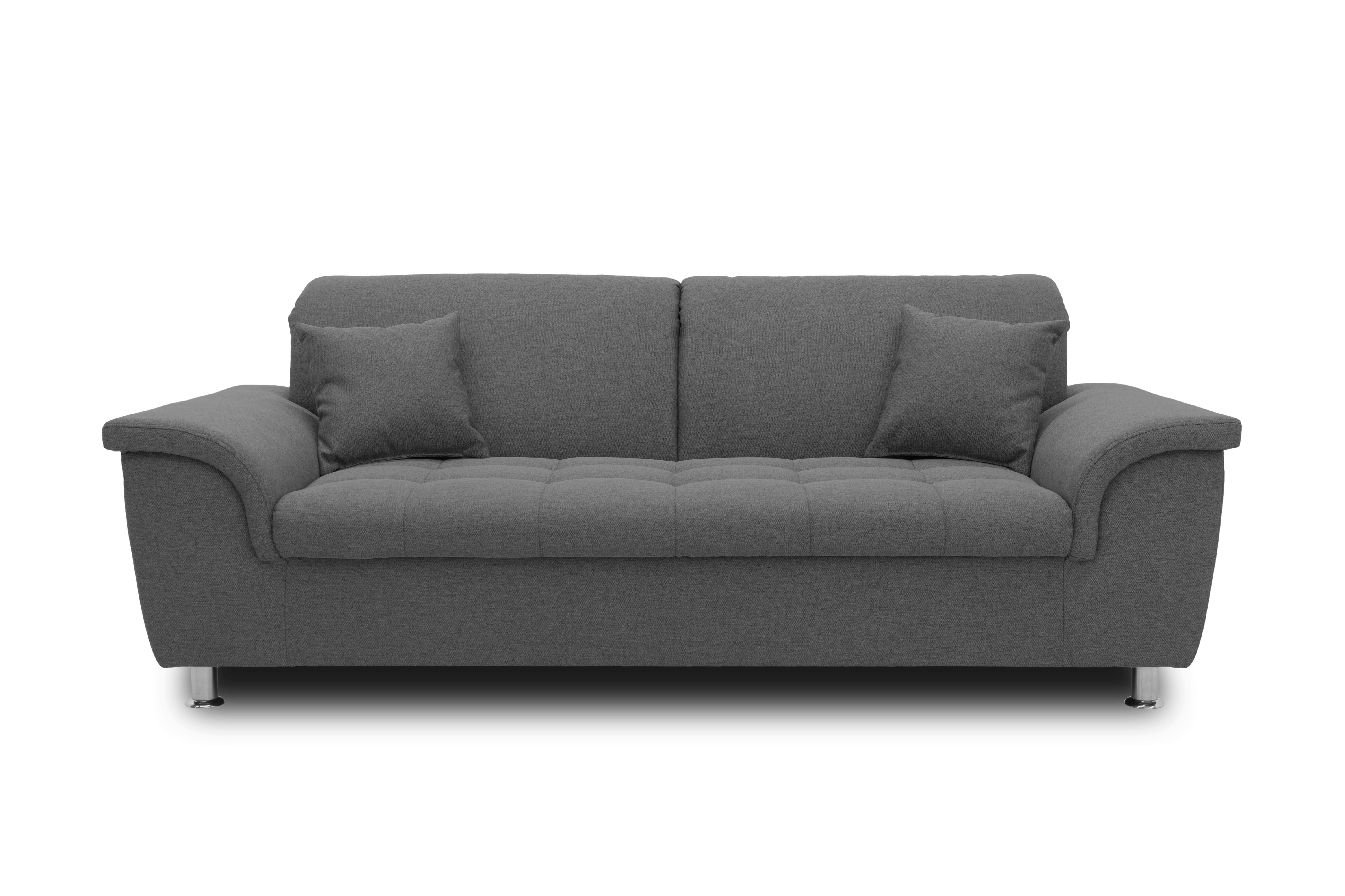 2-Sitzer-Sofa Franzi Grau Webstoff - Chromfarben/Grau, KONVENTIONELL, Textil (210/81/97cm) - MID.YOU