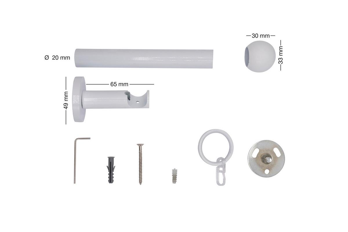 Rundstangengarnitur Weiß L: 330 cm - Weiß, Basics, Metall (330cm)