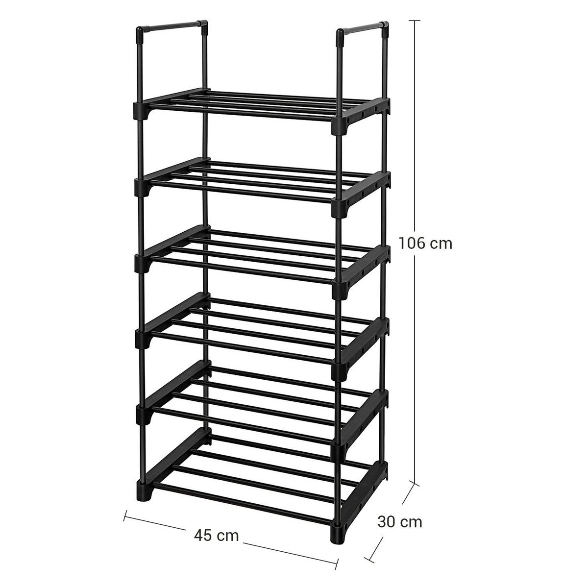 Regál na boty černý - černá, Trend, kov/plast (45/106/30cm) - Boxxx