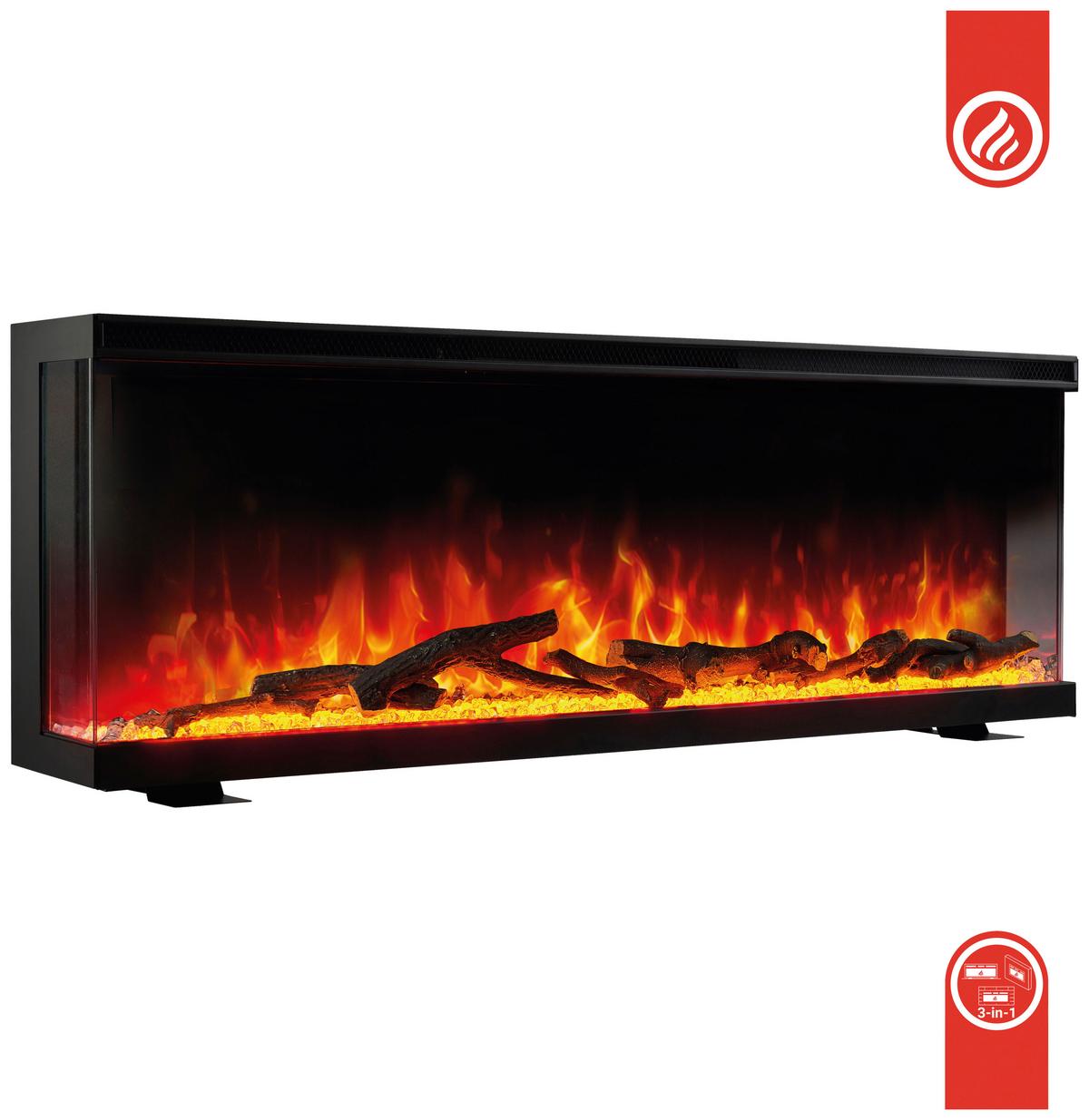 Elektrokamin Lea - Schwarz, Basics, Glas/Metall (91,9/43,0/20,0cm)