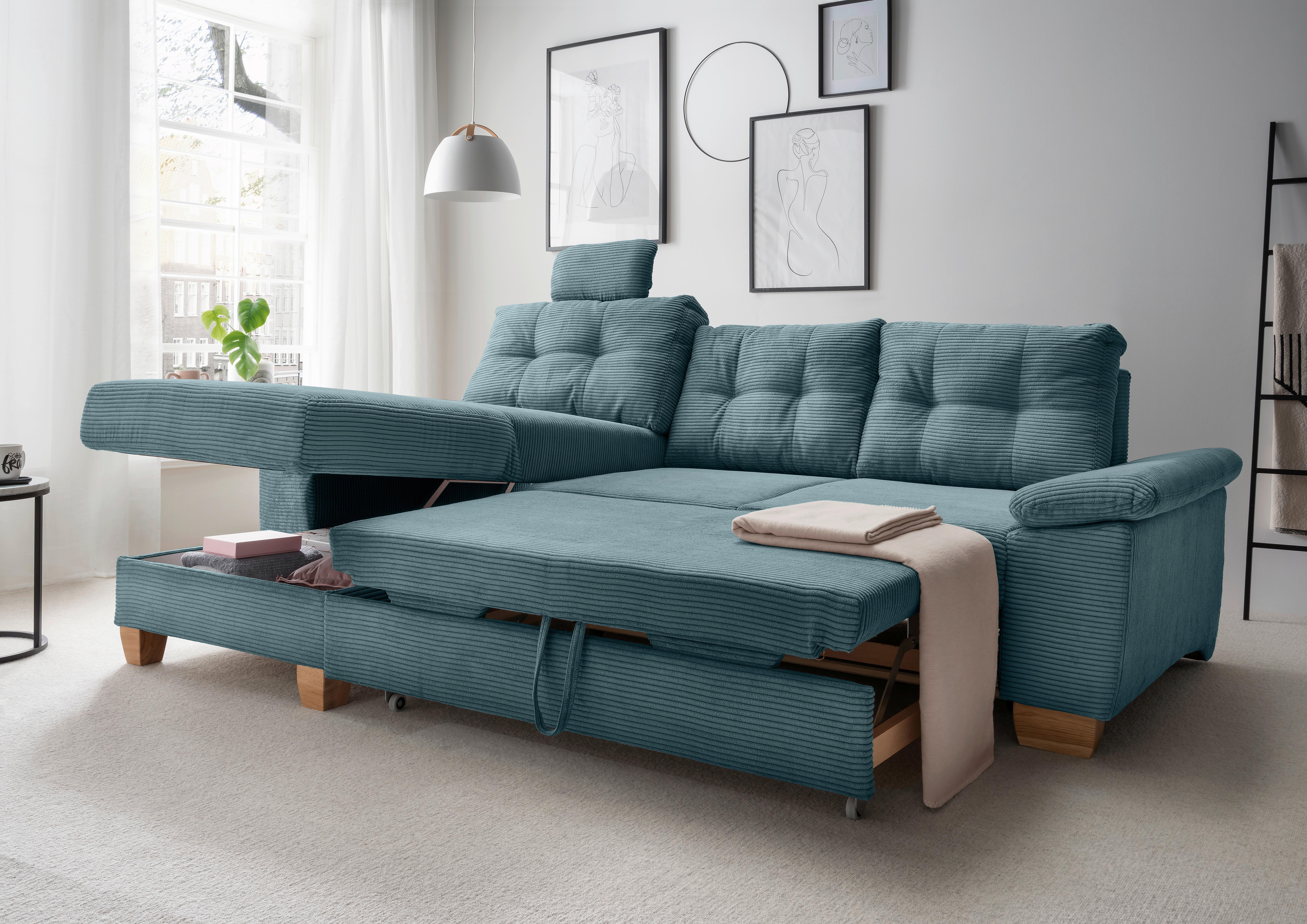 Ecksofa Brizzini Petrol S: 176x270 Cm - Petrol/Naturfarben, MODERN, Textil (176/270cm) - Livetastic