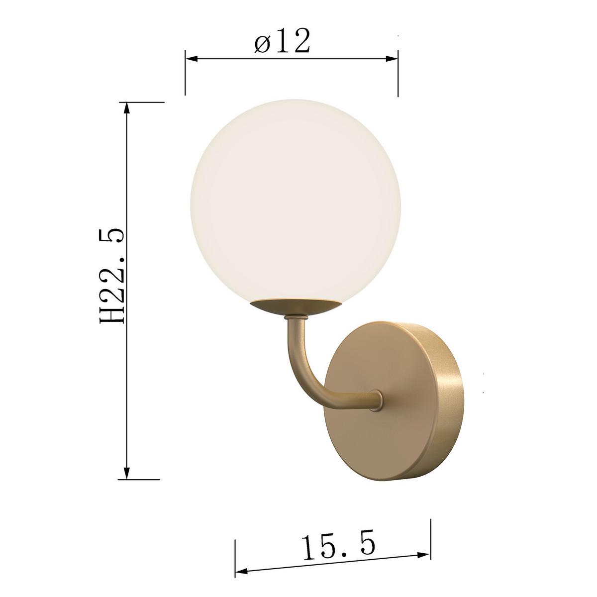 Wandleuchte Paloma Messingfarben L: 12 cm - Messingfarben, KONVENTIONELL, Glas/Metall (12/15/22cm)