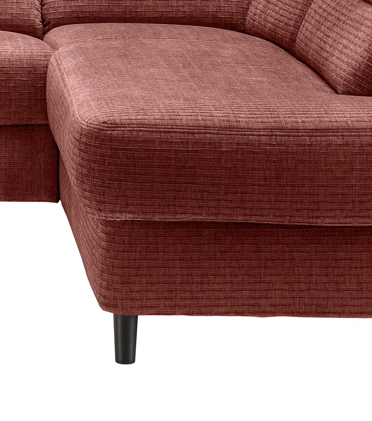 Ecksofa Cavoli Koralle Relaxfunktion S: 266x190 cm - Koralle/Schwarz, MODERN, Textil (266/190cm) - Livetastic