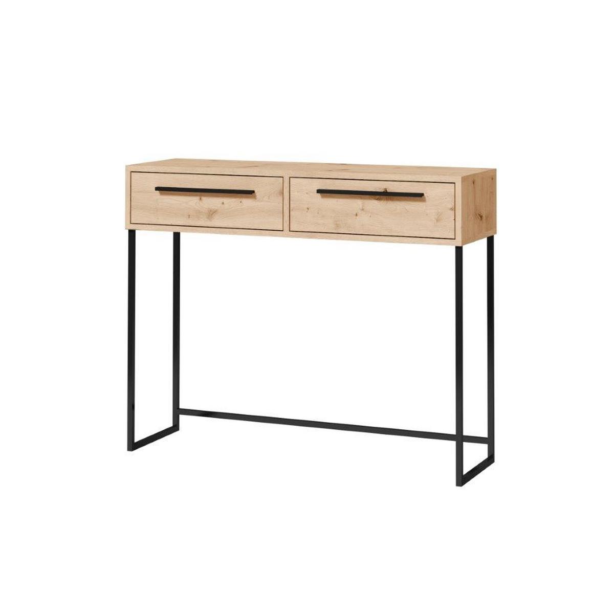 Konzolasztal Arkadia - fekete/Artisan tölgy, Modern, faalapú anyag/fém (100/80/30cm)