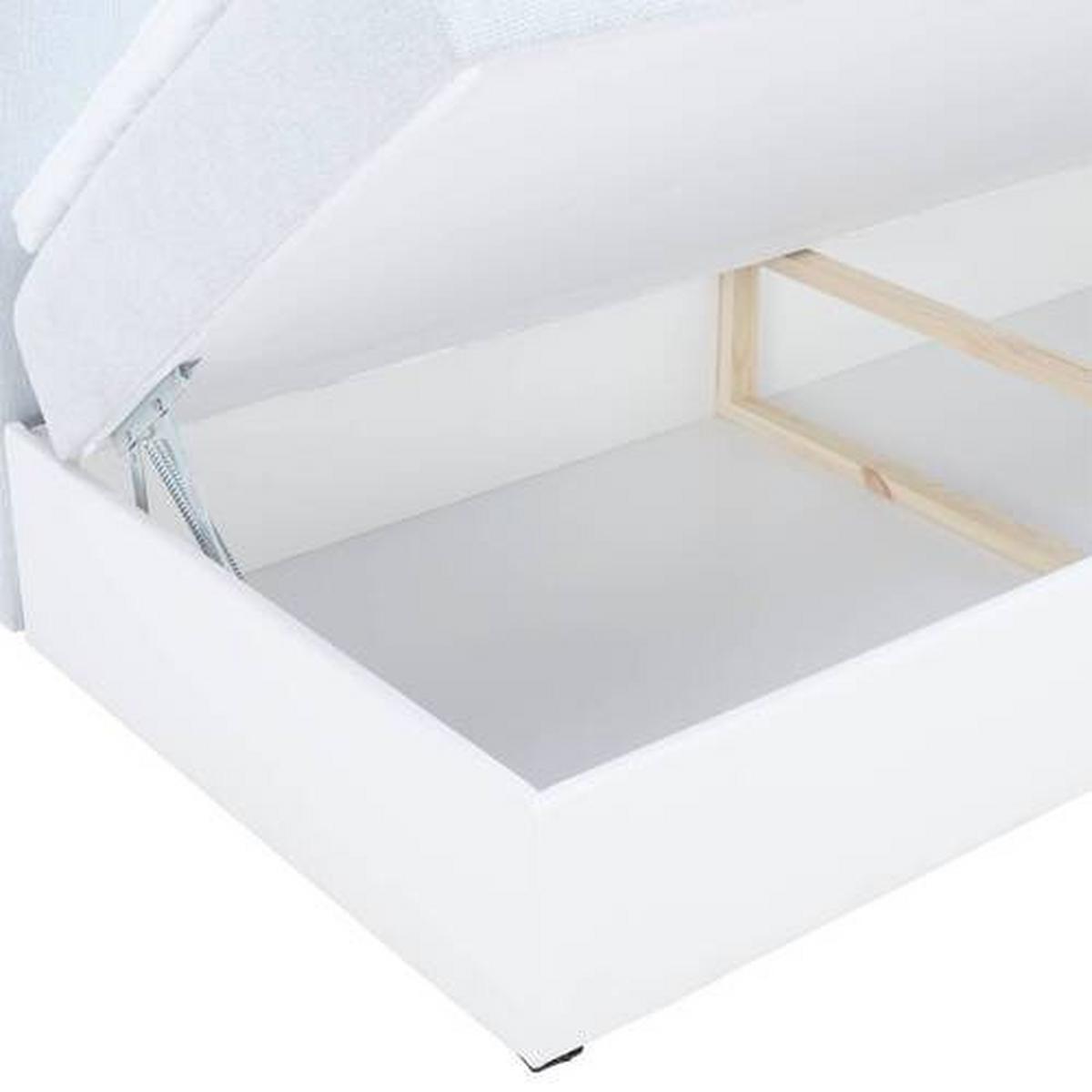 Polsterbett mit Bettkasten 90x200 cm Weiß / Hellblau - Schwarz/Weiß, MODERN, Leder/Textil (90/200cm) - Ondega