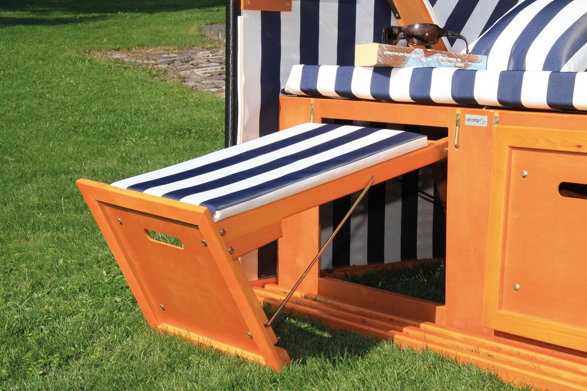 Strandkorb Nordsee Sylt Halblieger 2-Sitzer Blau/Weiß - Blau/Weiß, Basics, Holz/Textil (116/160/72cm) - Acamp