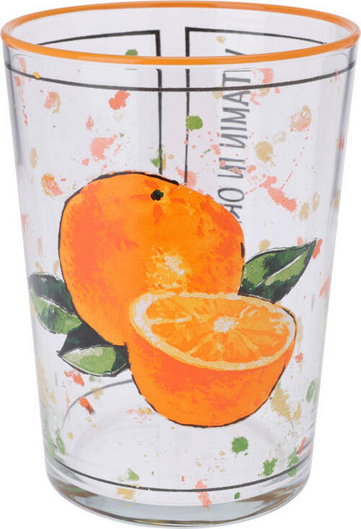 Pohár Kb. 510ml - sárga/piros, üveg (8,8/12cm)