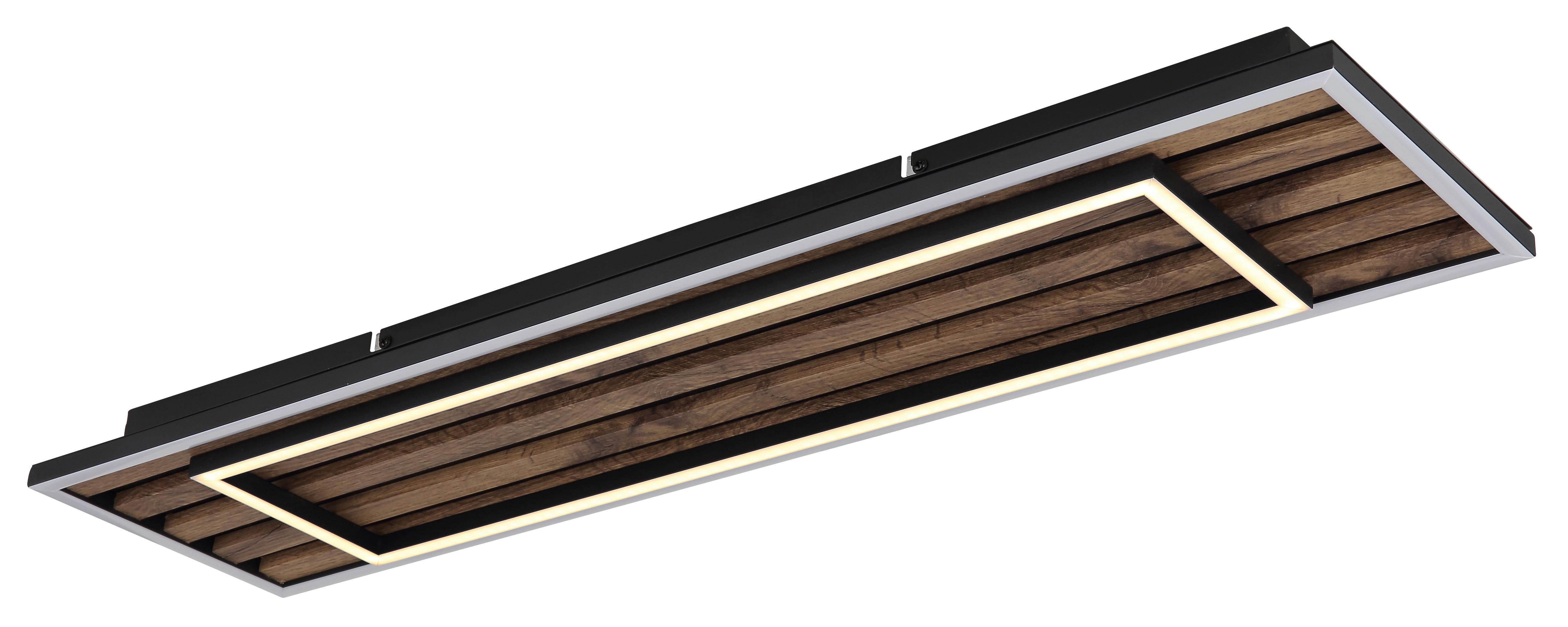 LED-Deckenleuchte 67345d2 Woody - Dunkelbraun/Schwarz, Natur, Holzwerkstoff/Kunststoff (80/20/6cm) - Globo