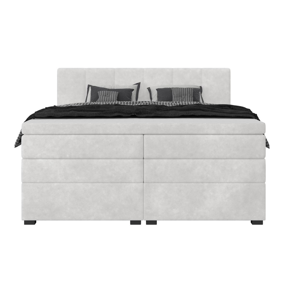 Boxspringbett mit Topper & Bettkasten 160x200 Lauro - Creme/Schwarz, Trend, Textil (160/200cm)