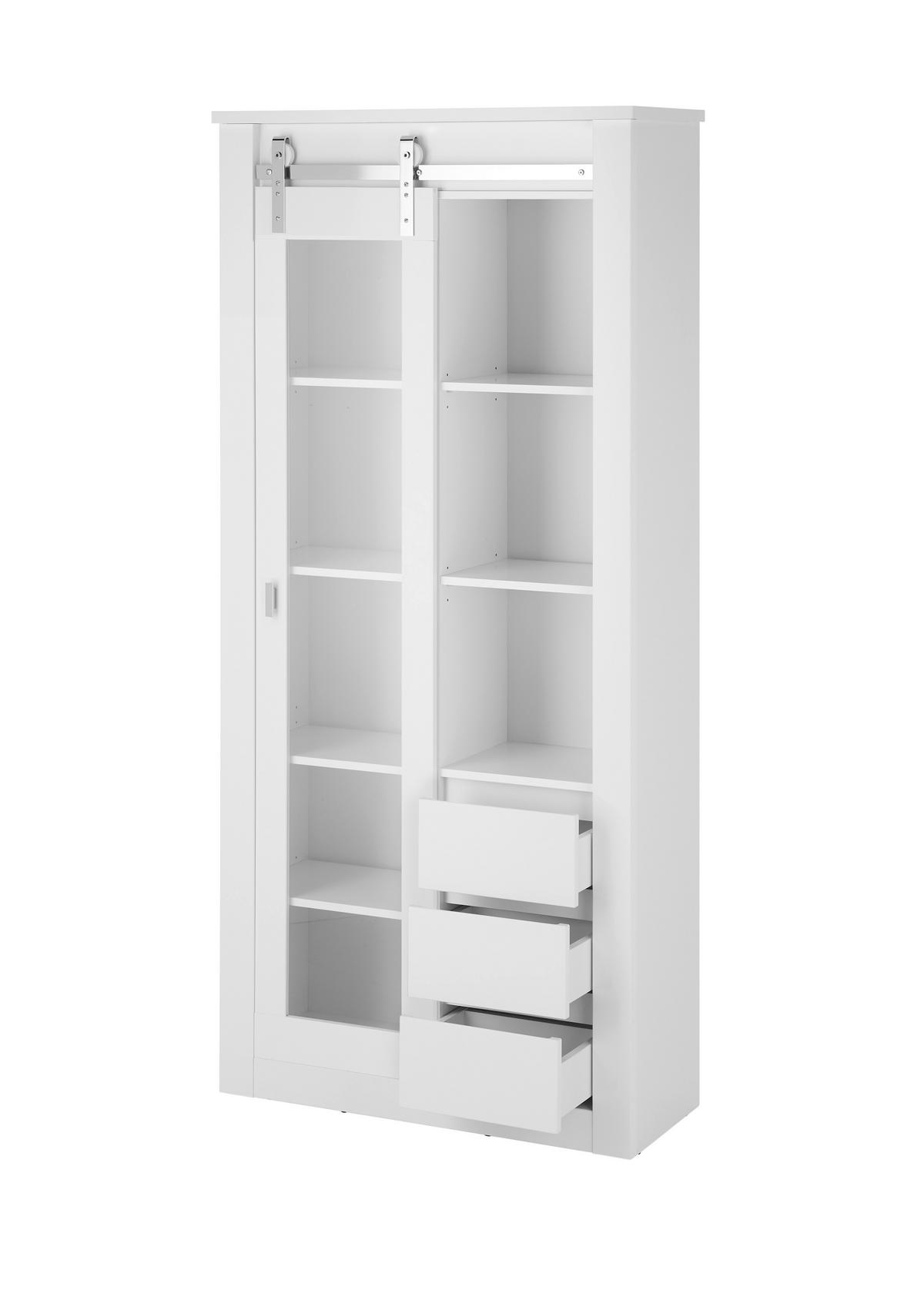 VITRINE Daytona Weiß HG B: 93cm - Weiß Hochglanz/Weiß, Design, Holzwerkstoff (93/201/38cm) - Livetastic