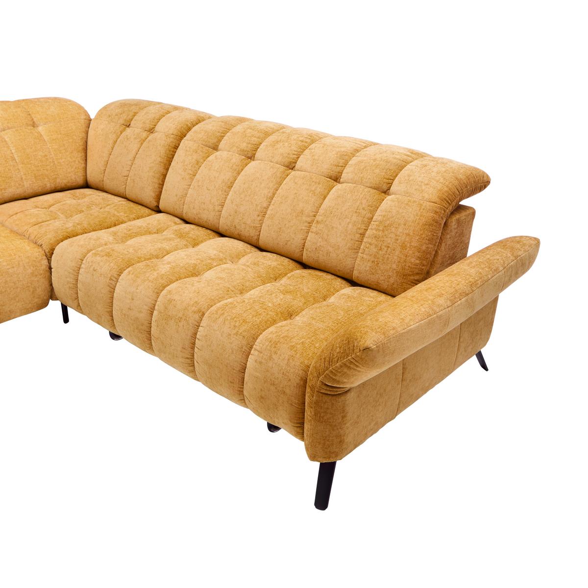 Rohová sedačka NEW YORK, levá, bronzová tkanina NILE - černá/bronzová, Moderní, kov/kompozitní dřevo (288/87-104/261cm) - Premium Living