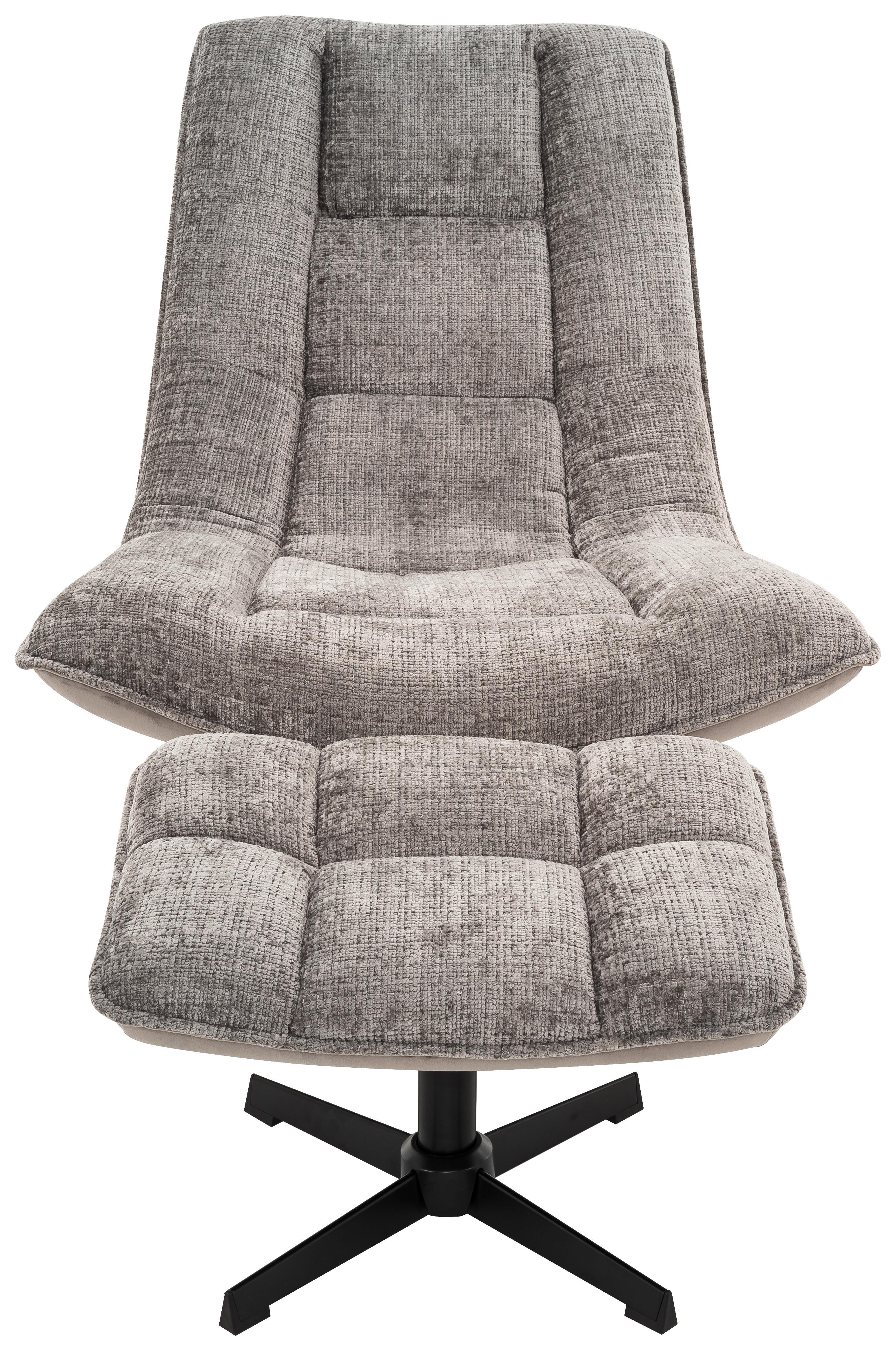 Relaxsessel Sofia Chenille Grau, B: 77 Cm - Schwarz/Grau, MODERN, Textil/Metall (77/88/94cm)