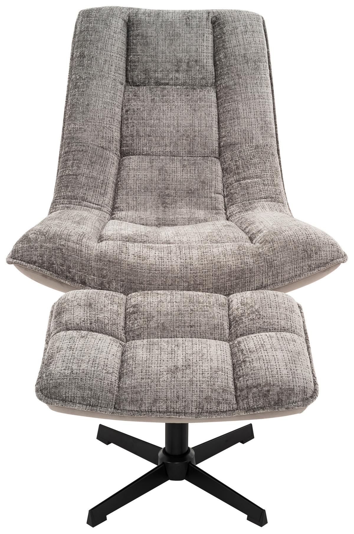 Relaxsessel Sofia Chenille Grau, B: 77 Cm - Schwarz/Grau, MODERN, Textil/Metall (77/88/94cm)