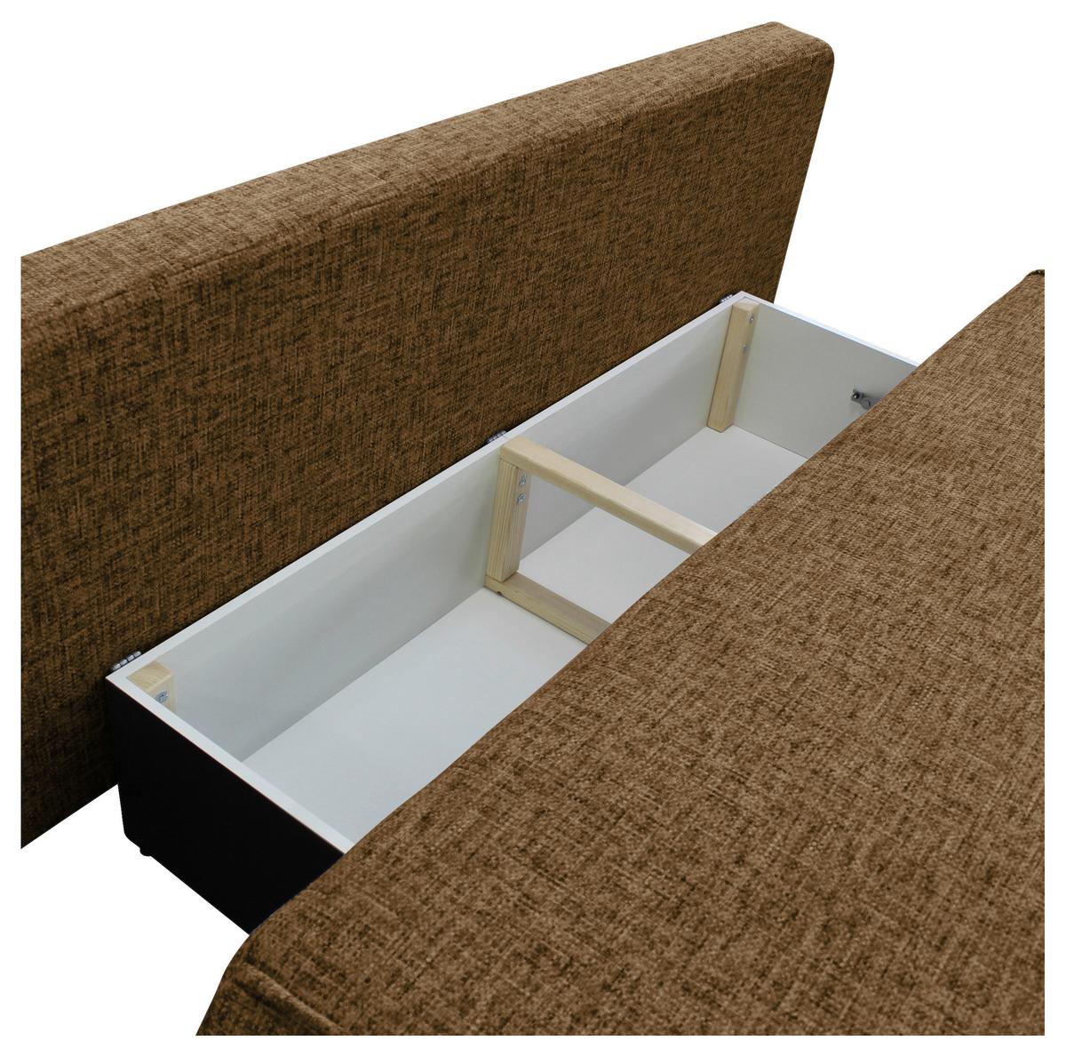 Schlafsofa Paros Braun B: 214 cm - Beige/Schwarz, Design, Textil (214/96/105cm) - MID.YOU