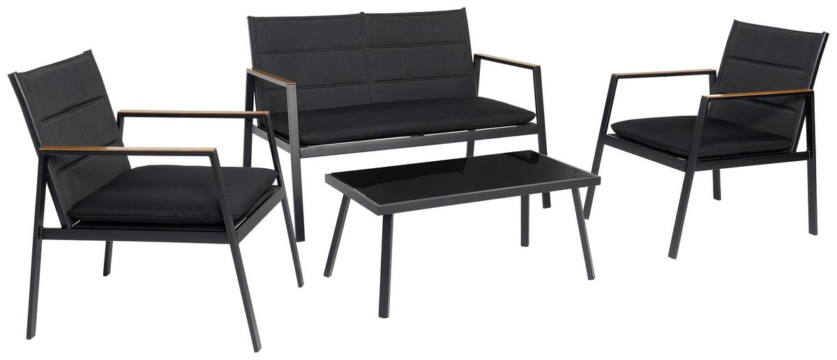 TERASOVÁ SEDACÍ SOUPRAVA MARLENA - černá, Moderní, kov/textil (83/37/44cm) - Modern Living