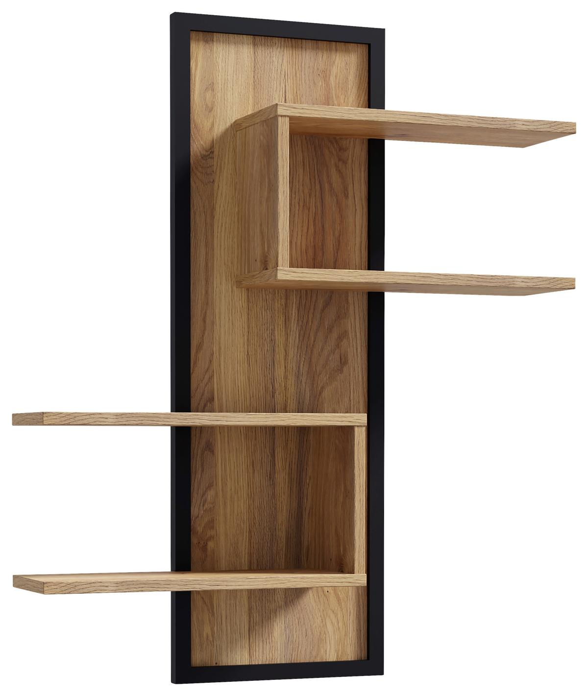 NÁSTENNÁ POLICA JYTANA - čierna/farba duba, Modern, kompozitné drevo (102,6/122,5/21,9cm)