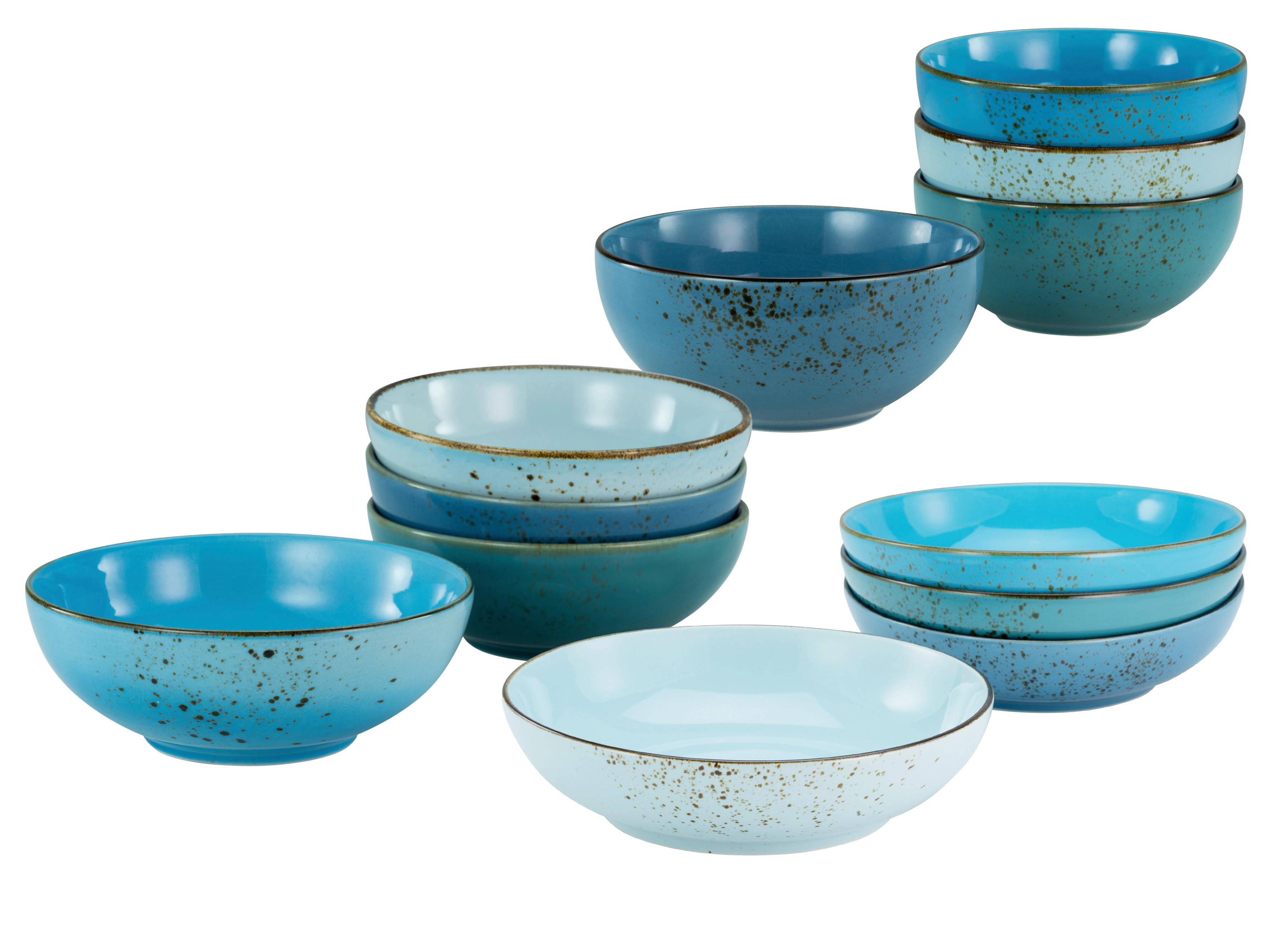 Schüsselset Keramik Blau 12-Teilig - Blau, Basics, Keramik - Creatable