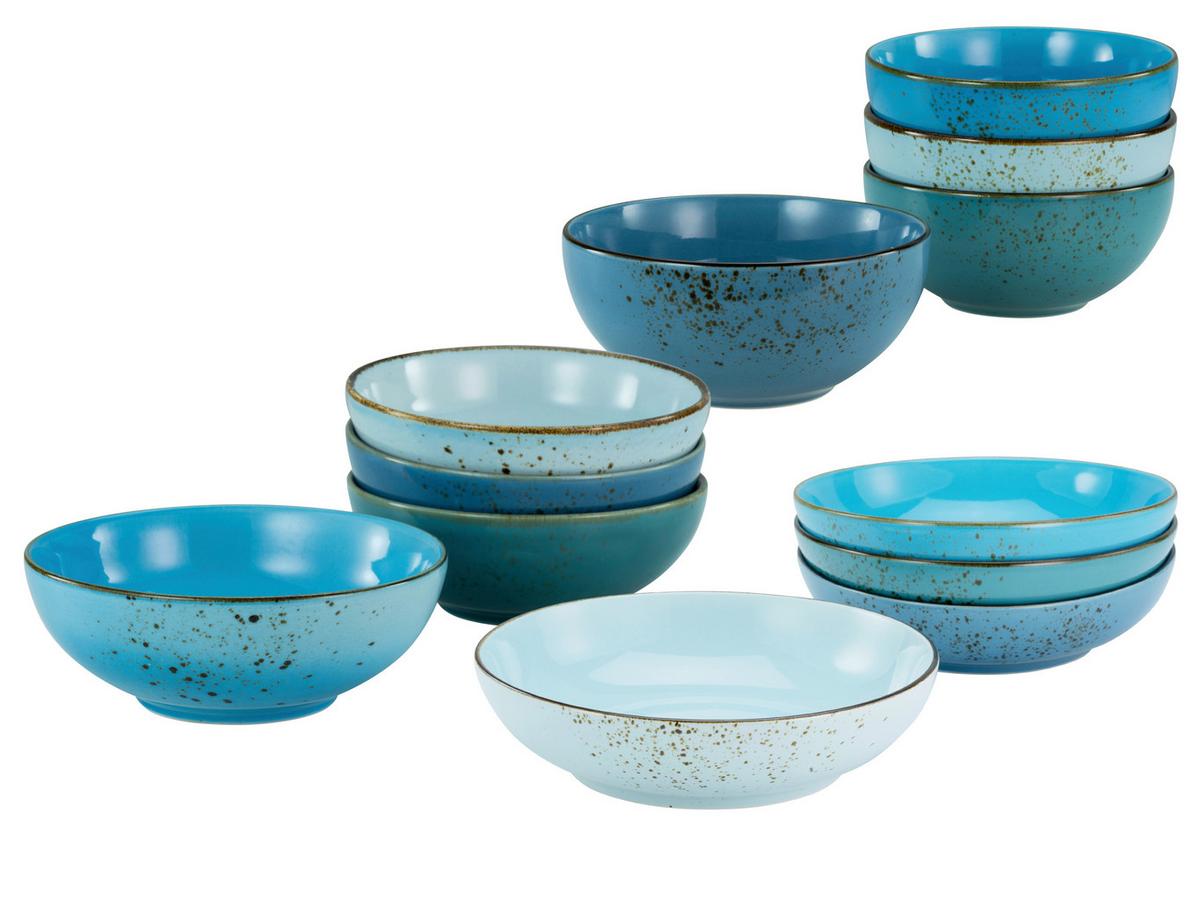 Schüsselset Keramik Blau 12-Teilig - Blau, Basics, Keramik - Creatable