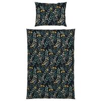 Satin Bettwäsche 140x200 Cm Olivia Dunkelblau Blumen - Dunkelblau, ROMANTIK / LANDHAUS, Textil (140/200cm) - James Wood