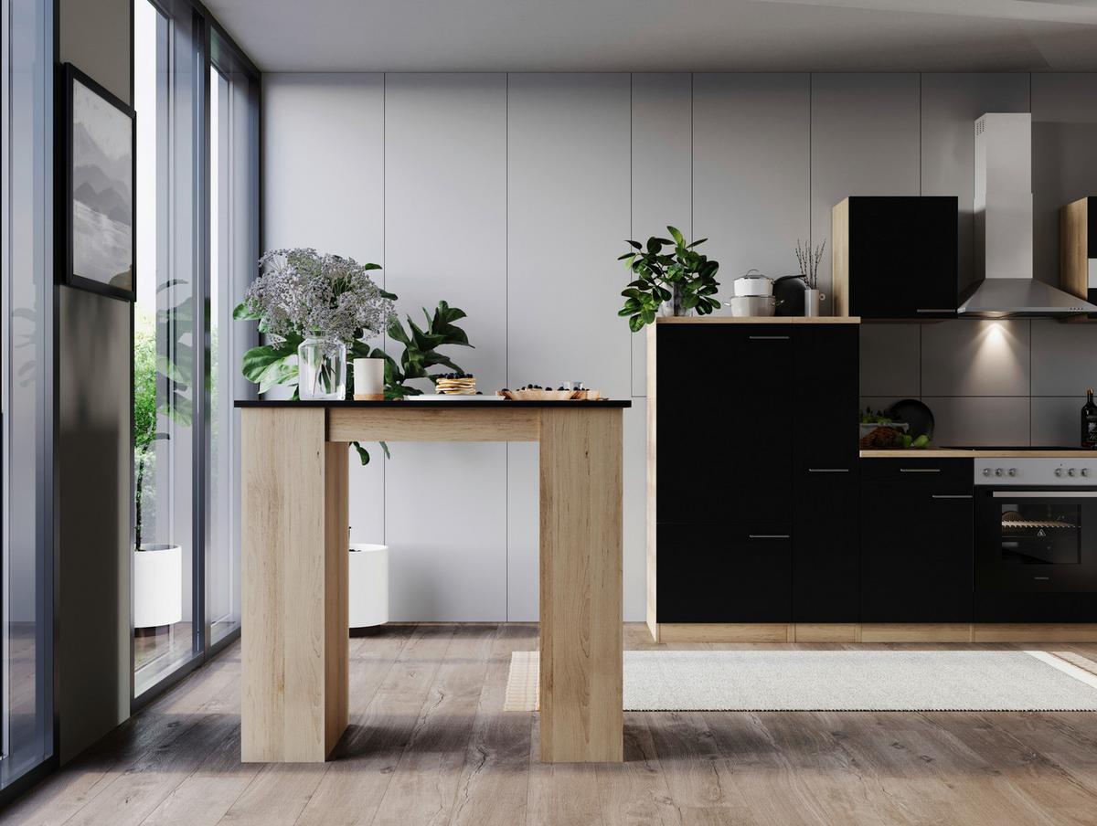 Bartisch Merle Schwarz, Eiche Dekor L: 103 cm - Eichefarben/Schwarz, Design, Holzwerkstoff (103/50/115cm) - Respekta