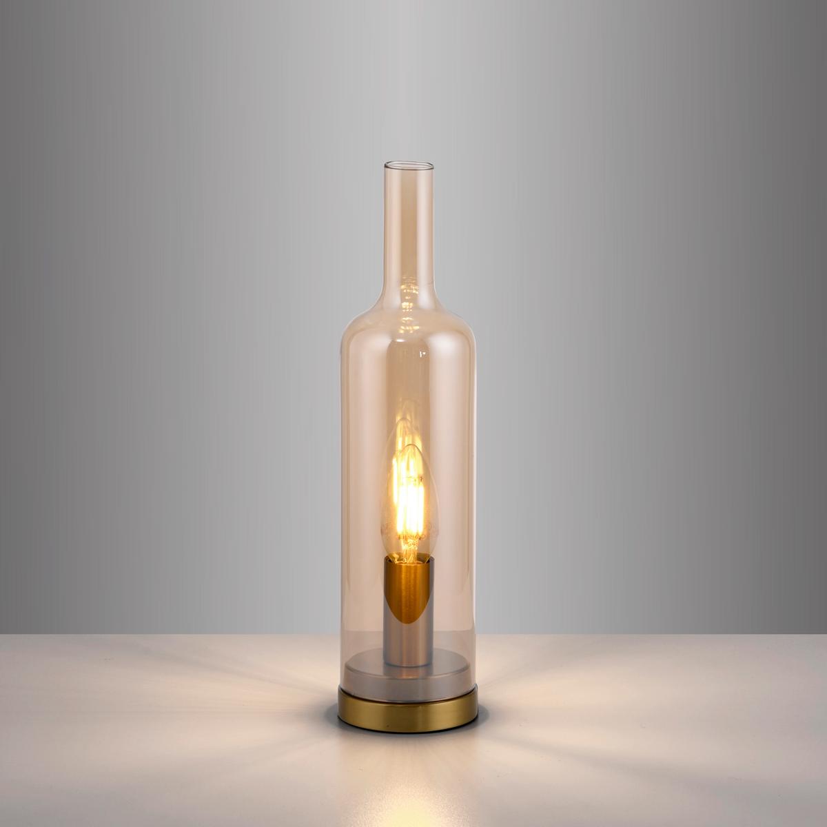 Tischleuchte, E14 14006-27 - Beige, Design, Glas/Kunststoff (8,5/8,5/34cm)