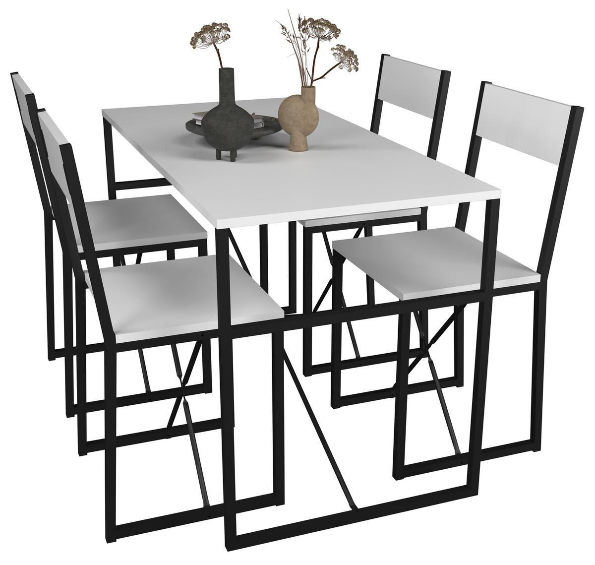 Esstisch Insasi Schwarz, Weiß L: 120 Cm - Schwarz/Weiß, Design, Holzwerkstoff/Metall (120/52,7/84,7cm) - MID.YOU