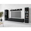 Wohnkombination 4 Tlg. Mit Led Vera || Schwarz - Graphitfarben/Schwarz, Design, Glas/Holzwerkstoff (240/130/33cm) - P & B
