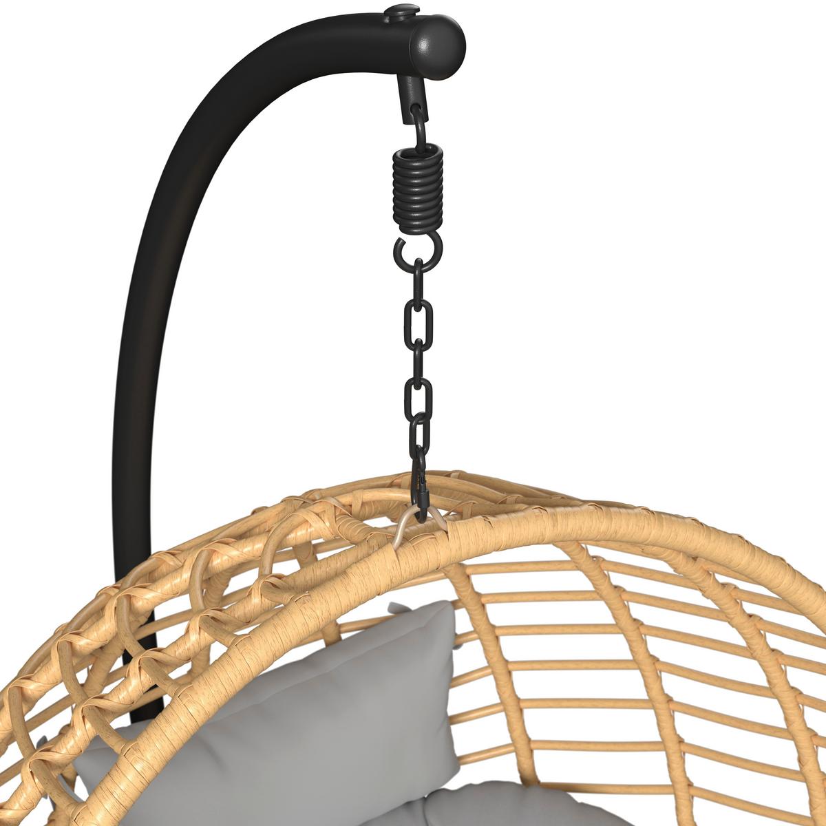 Hängesessel Ottawa - Schwarz/Naturfarben, Basics, Kunststoff/Textil (105/195/105cm) - Beldano